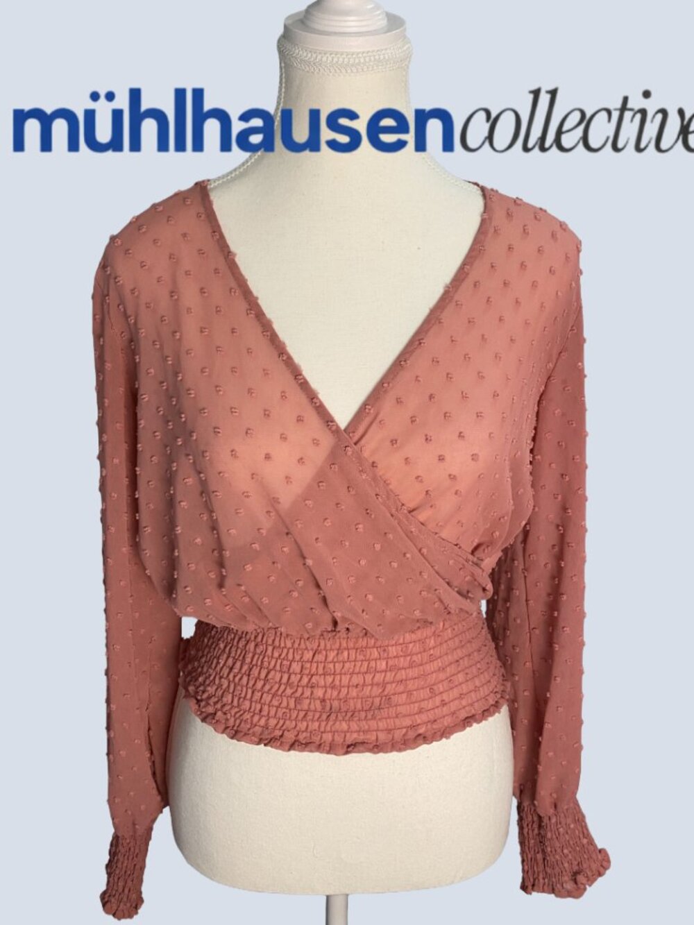 Streetwear Society Dusty Rose Swiss Dot Wrap Tunic